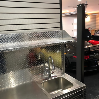 Diamond Plate Utility Sink and Slatwall in Garage - Steve from St. Louis