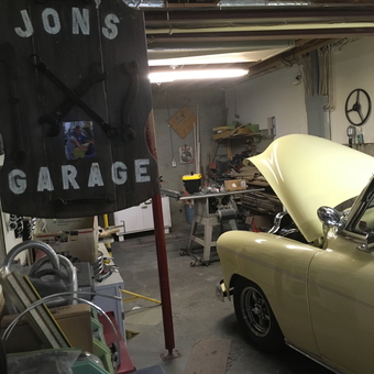 Classic Car, Tools, and Custom Sign in Garage - Oilslickwillie from Linn, Missouri