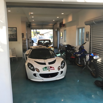 Sport Cars, Motorcycle, and Tool Chest in Modern Garage - Steve from Encinitas, CA