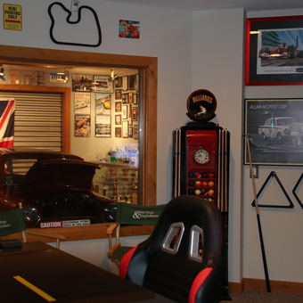 Garage Decor with Car Art, Billiards Clock, and Signs - Rob W from Brooklyn, WI