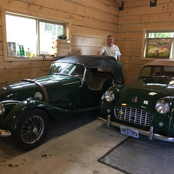 Classic British Roadsters in Wood Paneled Garage - Robert from Honokaa, HI