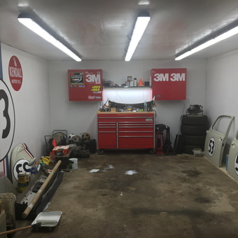 Organized garage with red tool chest and VW doors - Robert Vorreiter from Wantagh, New York