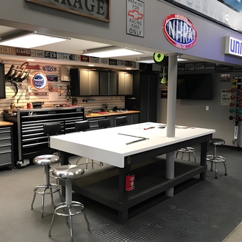 Modern garage with tool cabinets and bar stools - Rob from Center Point, Iowa