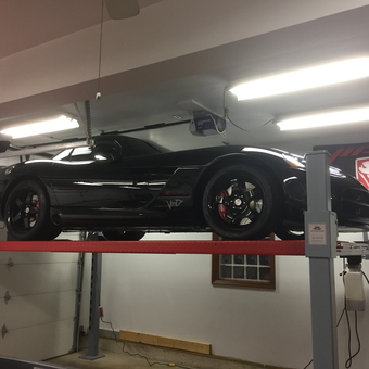 Black Dodge Viper on Four Post Car Lift - Vince from Dyer, Indiana