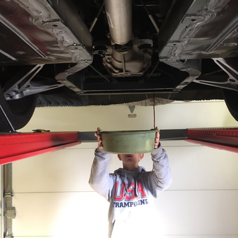 Car Lift and Oil Drain Pan in Use - Vince from Dyer, Indiana