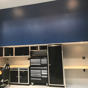 Modern garage workspace with cabinets and tool chest - P&J Motorsports from Parrish, Florida