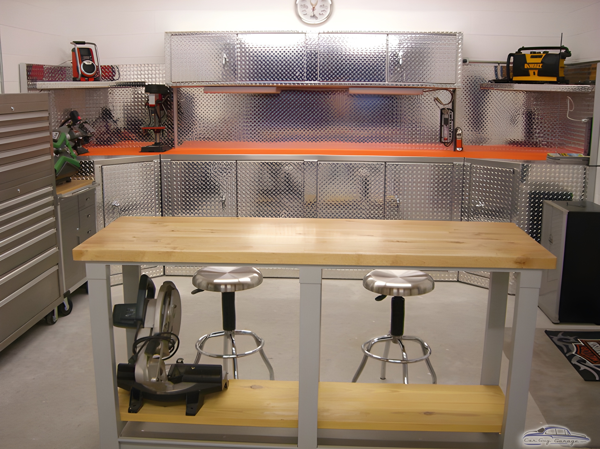 Diamond Plate Cabinets and Workbench Garage Setup - Gene from Chicago, IL