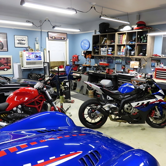 Motorcycle and Car Garage with Workbenches and Tools - my cottage from farmington hills, MI