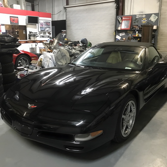 Corvette Garage with Stacked Tires and Wall Cabinets - Bun31639 from Nashville, Ga