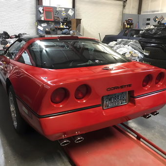 Red Corvette in Organized Garage With Tools and Tires - Bun31639 from Nashville, Ga