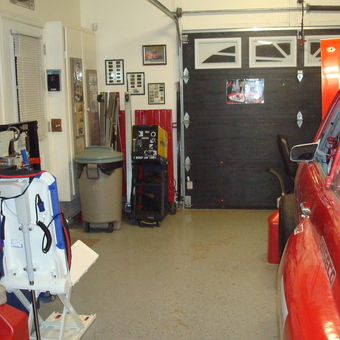 Race Car Garage with Tools, Welder, and Red Car - Gerald from Enfield, Nova Scotia