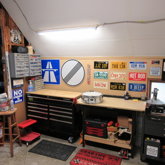Garage Workbench with Tool Storage and License Plates - David from Haslett, MI
