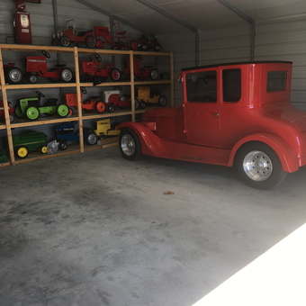 Classic Red Car and Vintage Pedal Cars Display - OLD SCHOOL from HARTSVILLE, SC