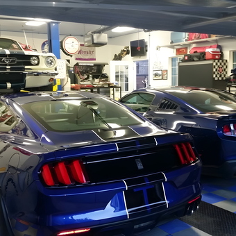 Mustang Garage with Car Lift and Cabinets - Bill's Cave from Lakewood, CA