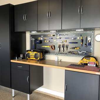 Modern Garage Cabinets and Pegboard Tool Storage - Bill from Lantana, Texas