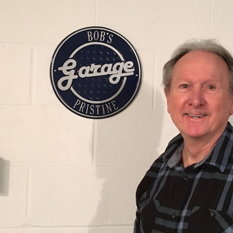 Custom Bob's Garage Pristine Metal Sign on Wall - Bob