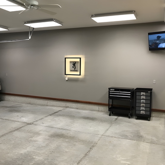 Organized Garage with Tool Cabinets and TV - Roger O from Center Point, IA