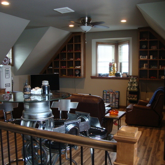 Automotive Man Cave with Wheel Table and Decor - Dean from New Berlin, Wi