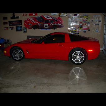 Red Corvette and Racing Wall Decor in Garage - Brent from Lafayette, Louisiana