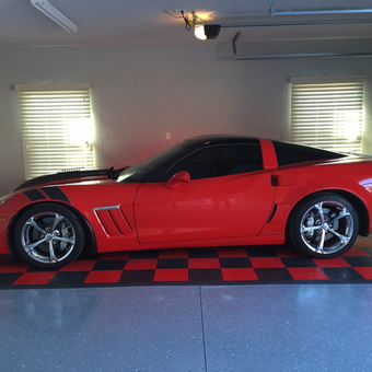 Red Corvette on Red and Black Garage Floor Tiles - FrankI from New Smyrna Beach, FL