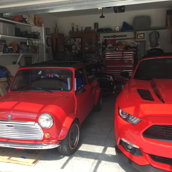 Organized Garage with Red Cars and Tool Chest - Jake from Leland, NC