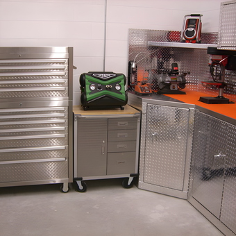 Diamond Plate Cabinets and Tool Chest Garage Setup - Gene from Chicago, IL