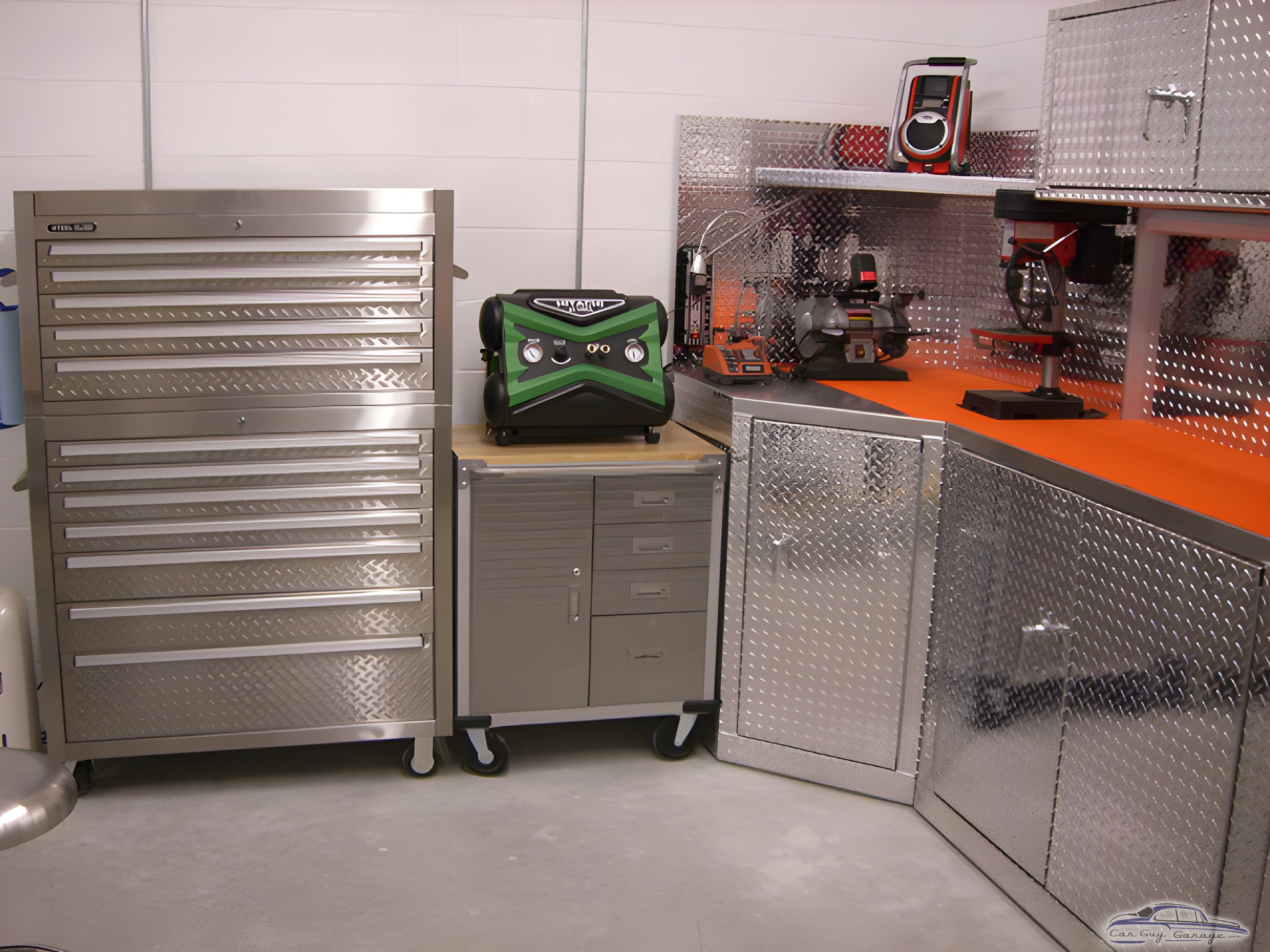 Diamond Plate Cabinets and Tool Chest Garage Setup - Gene from Chicago, IL