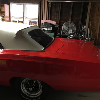 Classic Red Convertible and Garage Storage Items - Mopar Mike from Bronx, New York