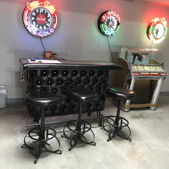 Retro Garage Bar with Stools and Neon Clocks - Dave Woody from Long Beach, CA