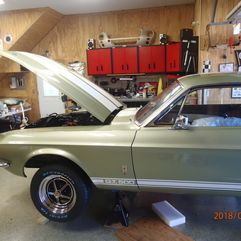 Classic Mustang GT500 in Organized Garage with Wall Cabinets - Mikes Garage from San Antonio, Texas
