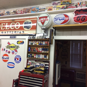 Vintage Garage Signs and Tool Chest Display - Catfish from Alexandria, Kentucky