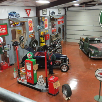 Classic Garage with Vintage Gas Pumps and Signs - J & D Classics from Kerrville, TX