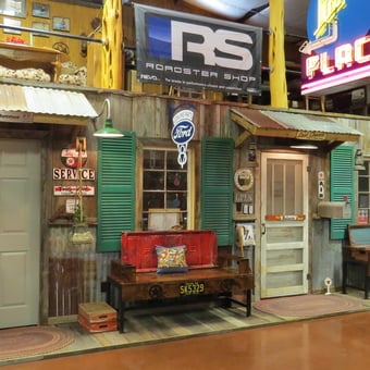 Vintage Garage Decor with Signs and Benches - J & D Classics from Kerrville, tx