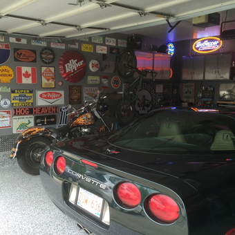 Garage with Corvette, Neon Signs, and Metal Cabinets - Stump from Calgary, AB