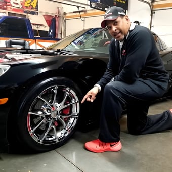 Polished Corvette Wheels and Racing Decor - Barry's Garage from Topeka, KS