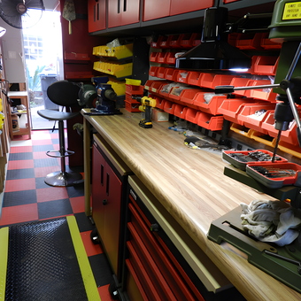 Organized Garage Workspace with Tool Storage and Cabinets - Biren from Houston, TX