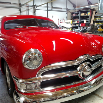 Classic Red Car and Organized Garage Shelving - Ray Barnes from Garner, North Carolina