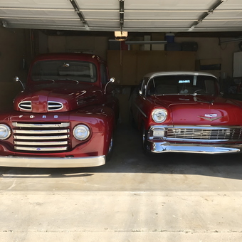 Classic Ford Truck and Chevy Car in Organized Garage - Adolpho from West Covina, CA