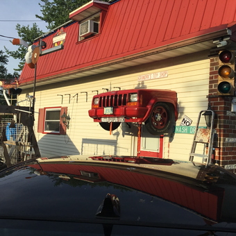 Garage Decor with Jeep Front, Traffic Light, Signs - Bill Huff from Hanover, Penna.