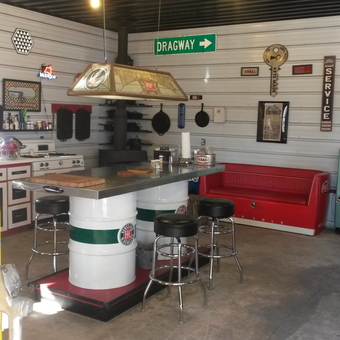 Retro Garage Bar with Vintage Decor and Signs - Kyle from Pinetown, North Carolina