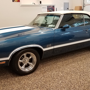 Classic Blue Convertible in Epoxy Garage - Bill F. from Oyster Bay, NY