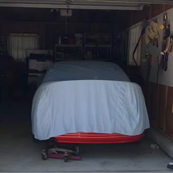 Covered Car on Dollies in Organized Garage - Bob from Elk Grove Village, IL