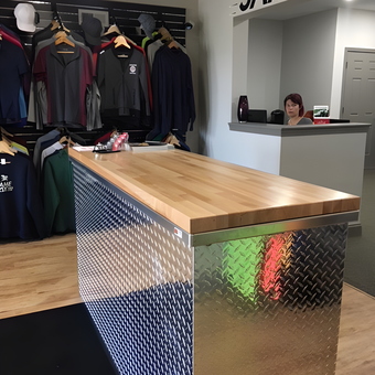 Diamond Plate Counter and Apparel Display - Same Day Tees from Franfort, IL