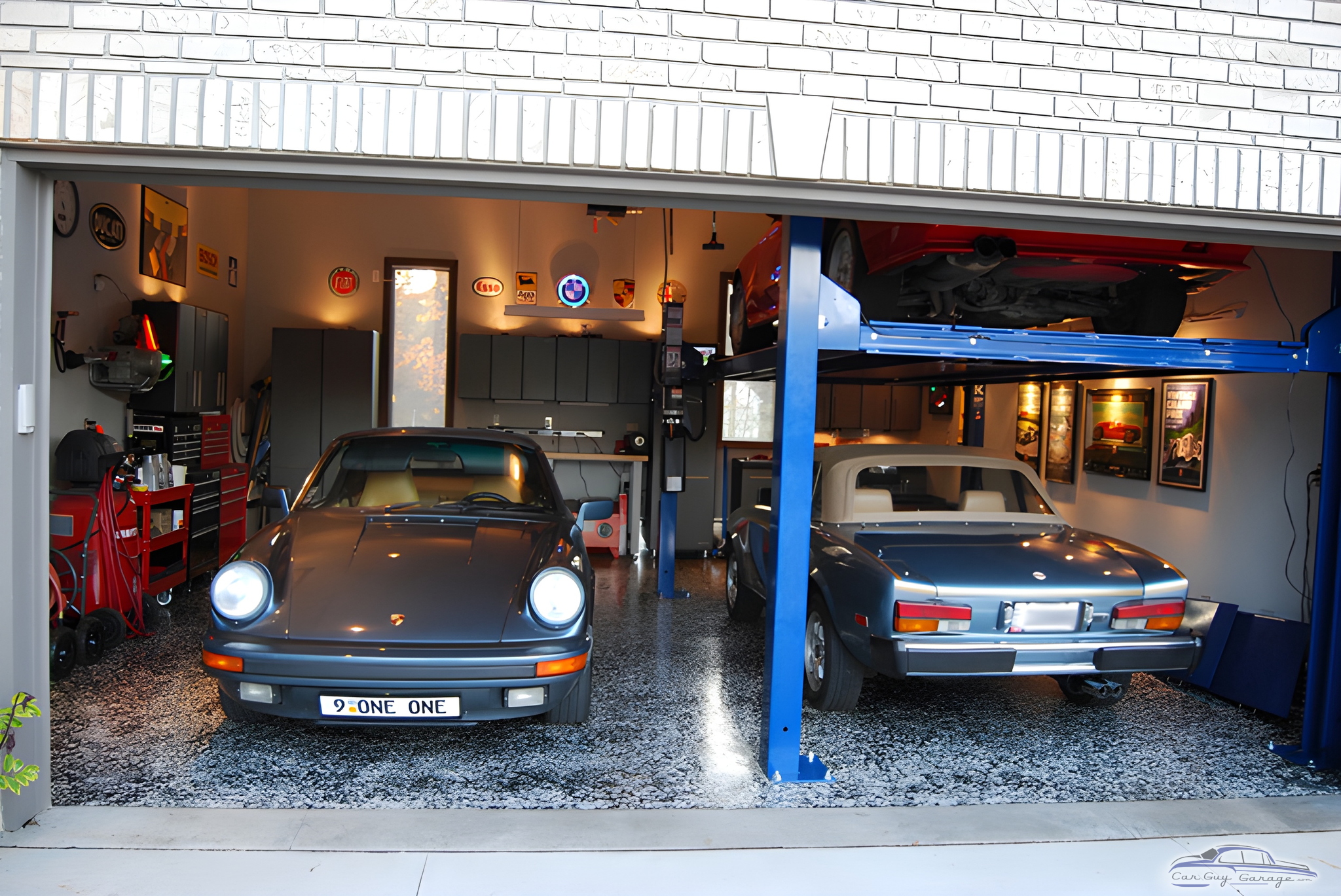 Organized Garage with Car Lift, Cabinets, and Classic Cars - John from North Canton, OH