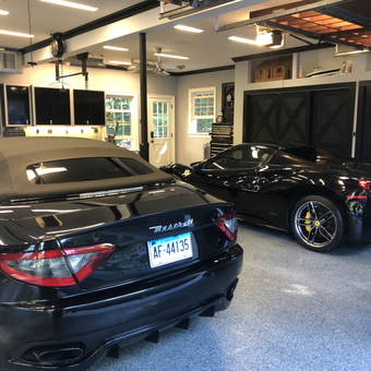 Luxury Garage With Sports Cars and Storage Cabinets - Tony from Fairfield, CT