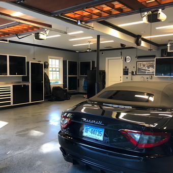 Modern garage with black cabinets and Maserati - Tony from Fairfield, CT