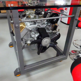 Engine Block Table with Red Garage Stools - Gary Nelson from Escondido, CA