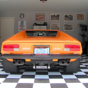 Classic Car Garage with Black Cabinets and Checkered Floor - Dave from Cary, NC