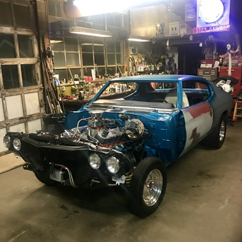 Classic Car Restoration with Tools and Neon Sign - Stu's Garage from Fallston, Md