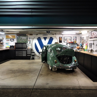 Classic VW Garage With Tool Cabinets and Wall Art - Mark from Columbus, OH